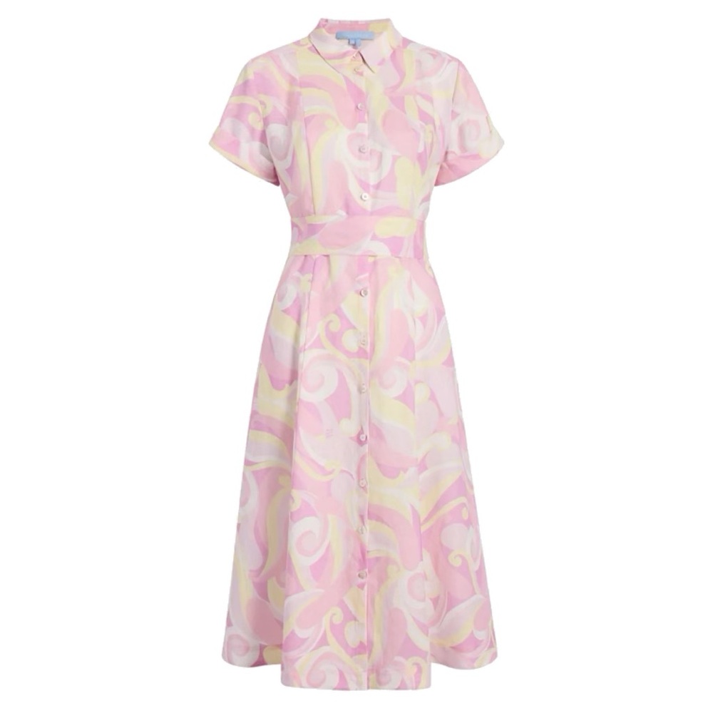 EUC Hill House The Lily Midi Dress in Candy Kaleidoscope Linen size Medium Linen